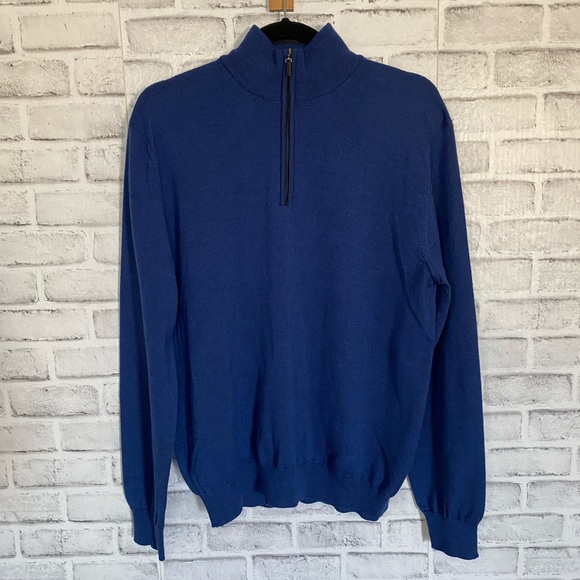 Saks Fifth Avenue Blue Merino Wool Sweater - Picture 1 of 8